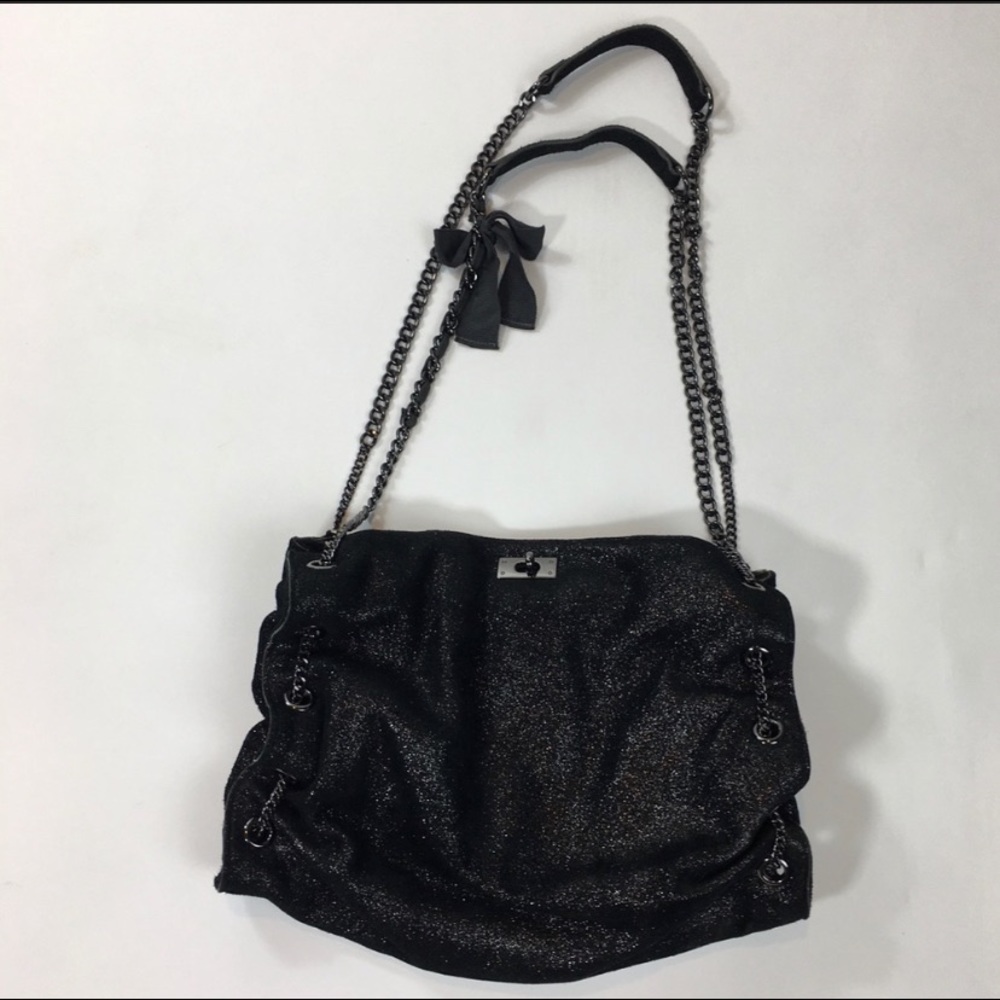 Glitter black ruffled bag